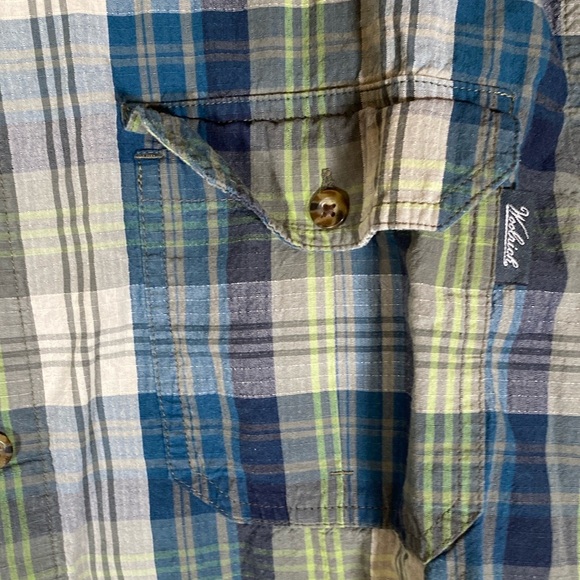 Men's Woolrich Green and Blue casual button down Plaid Shirt size large shirt - Picture 2 of 5
